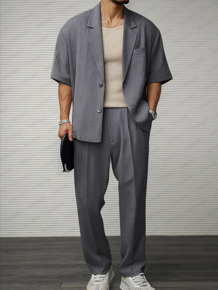 Modern Casual Blazer Pants Set