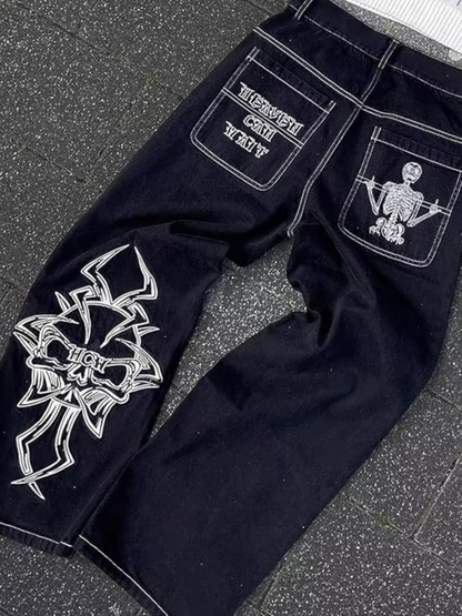 Valora Embroidered Baggy Jeans