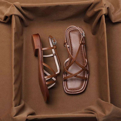 VITTORIA LEATHER STRAP SANDALS