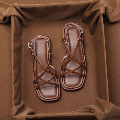 VITTORIA LEATHER STRAP SANDALS