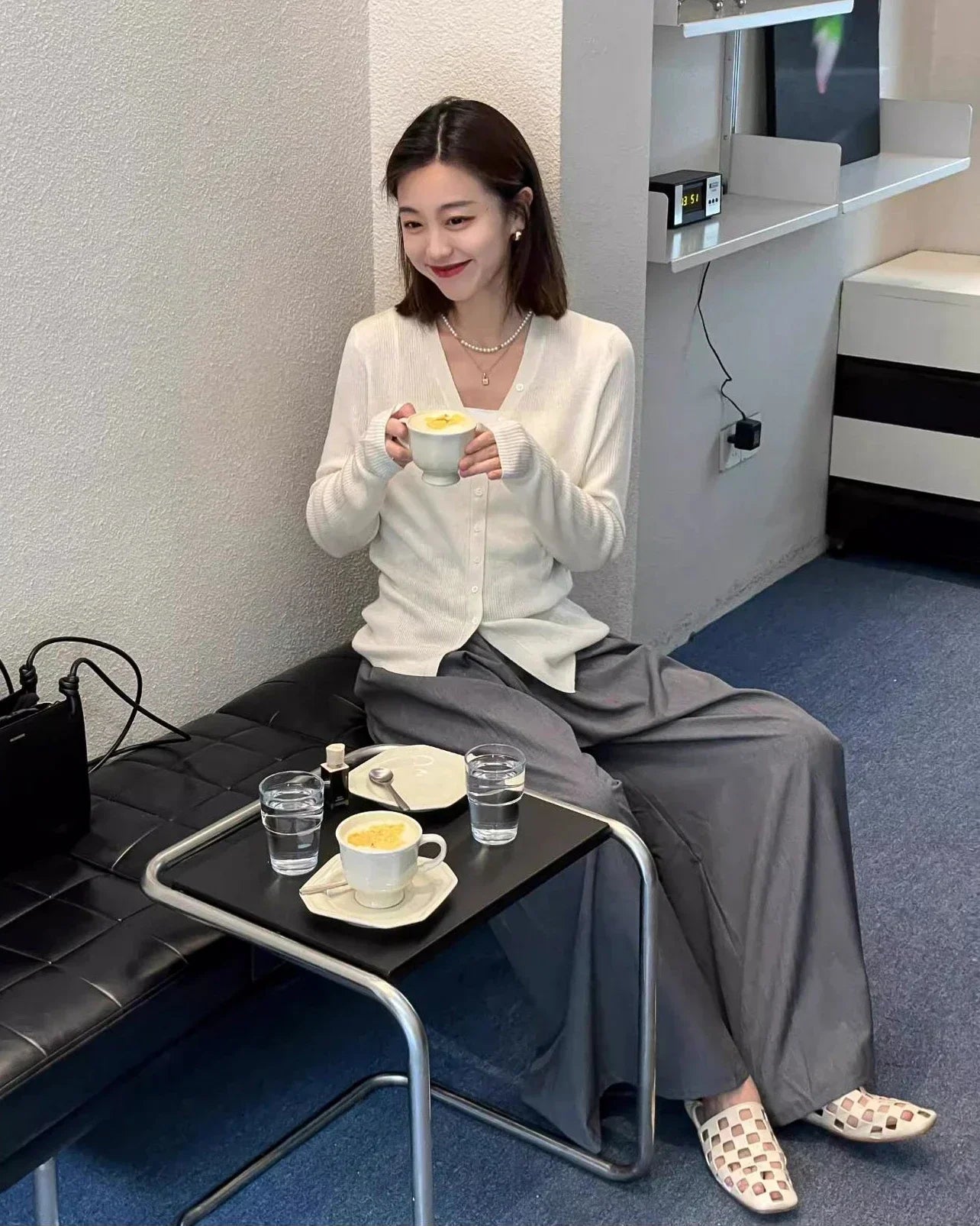 Checkered Italian Leather Mules