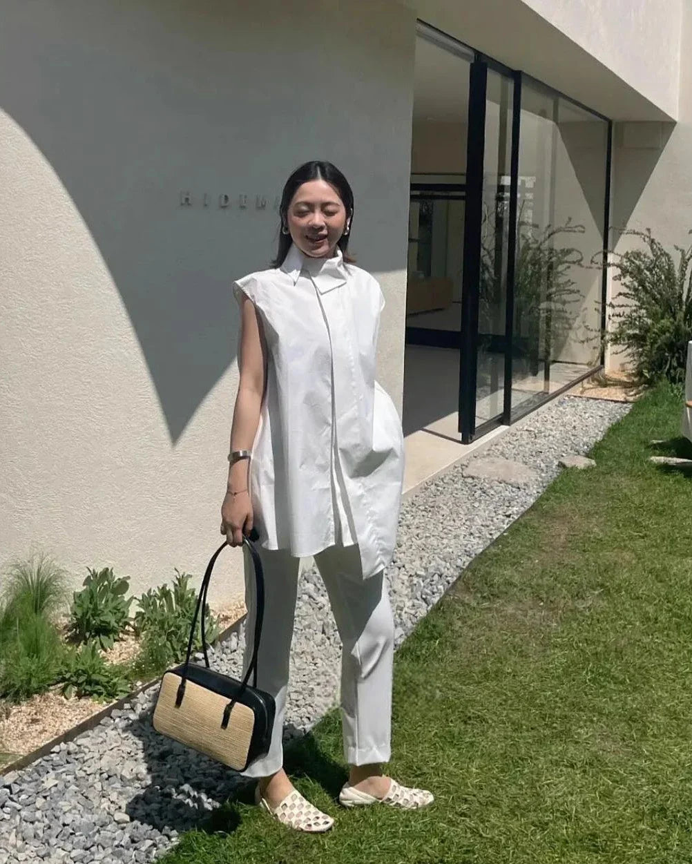 Checkered Italian Leather Mules