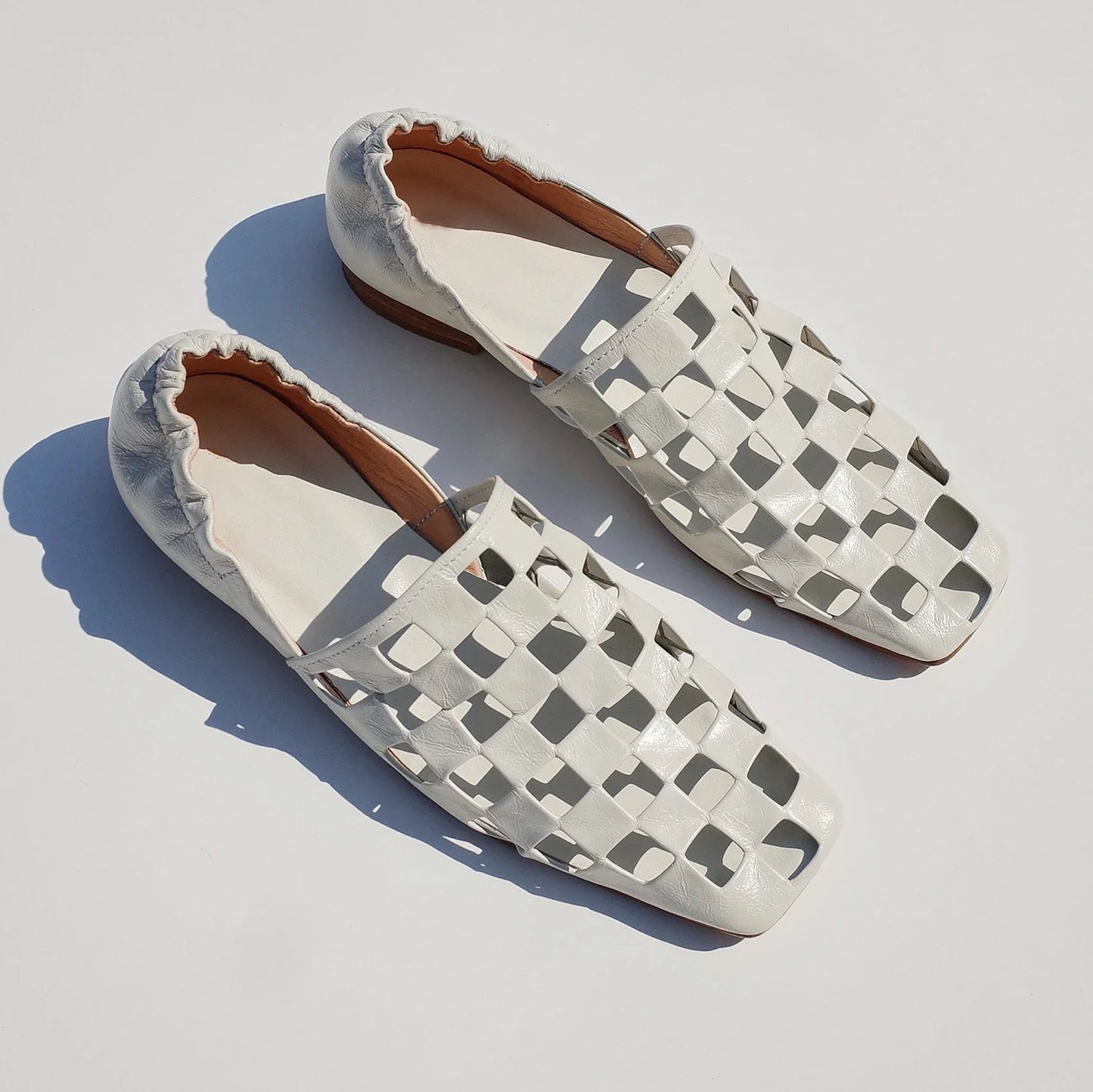 Checkered Italian Leather Mules