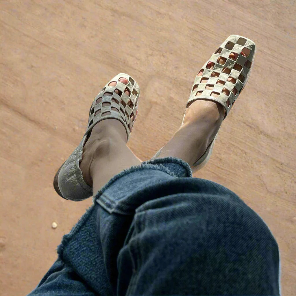 Checkered Italian Leather Mules