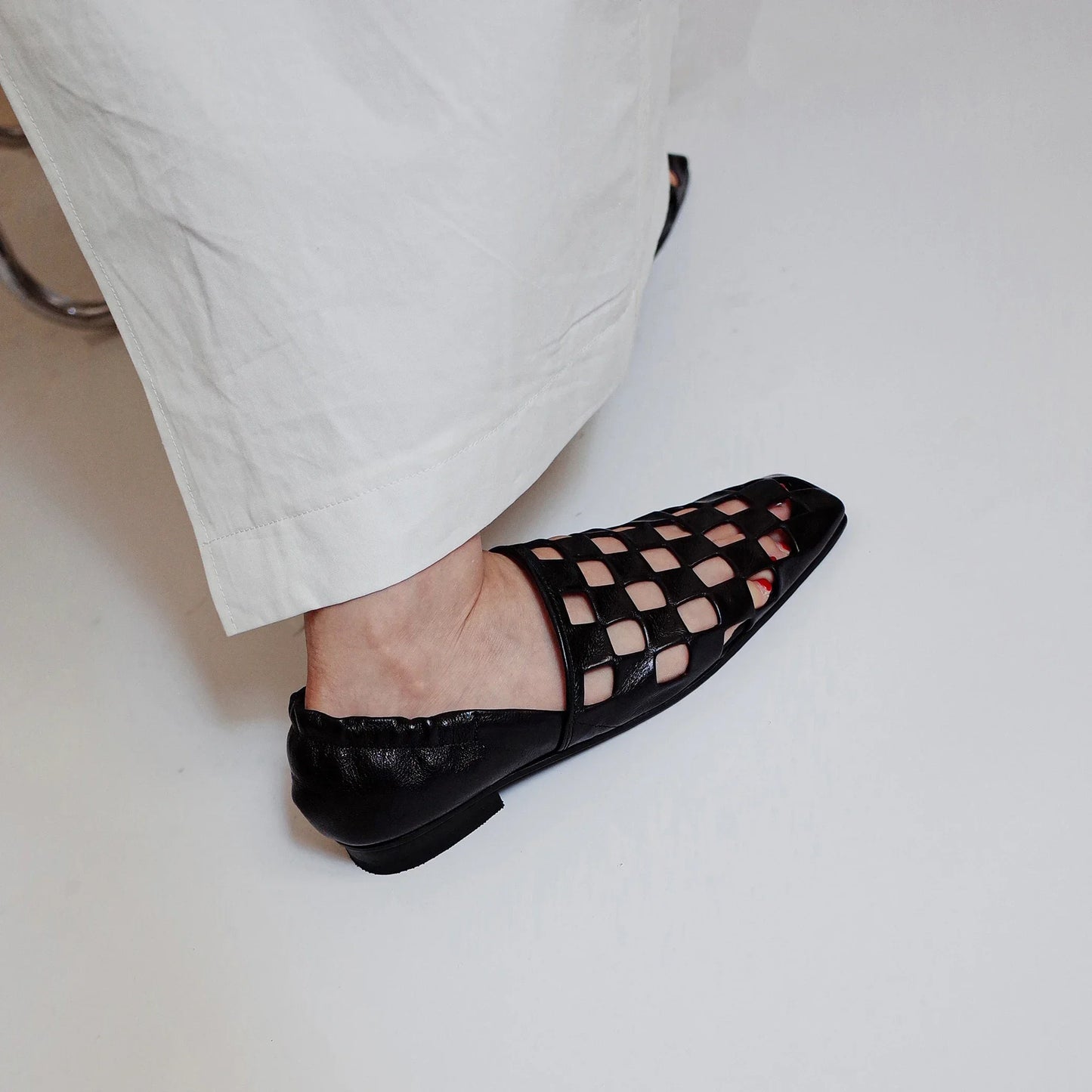 Checkered Italian Leather Mules