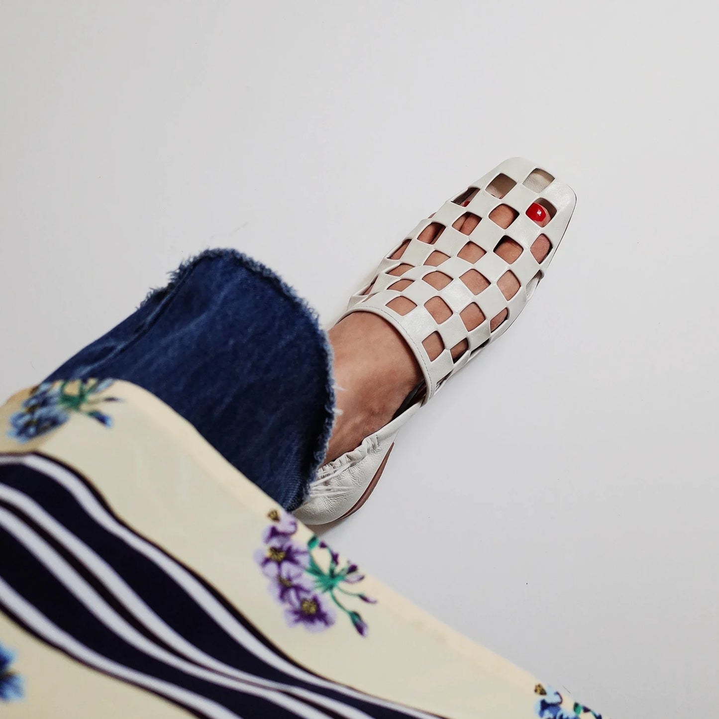 Checkered Italian Leather Mules