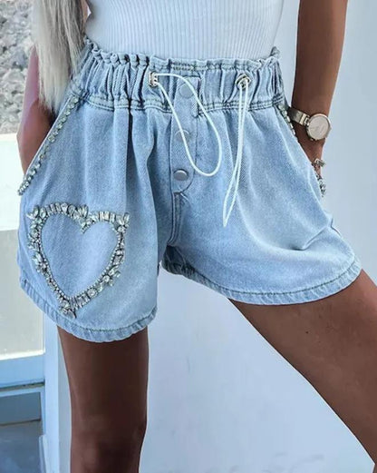 RHINESTONE HEART SHORTS
