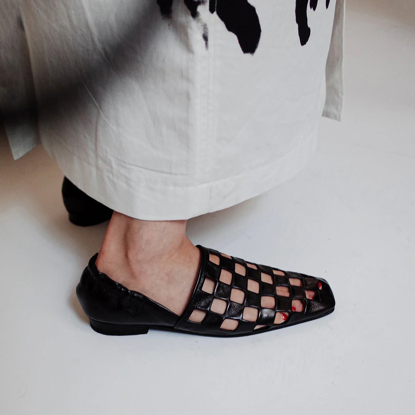 Checkered Italian Leather Mules