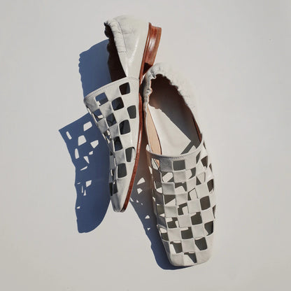 Checkered Italian Leather Mules