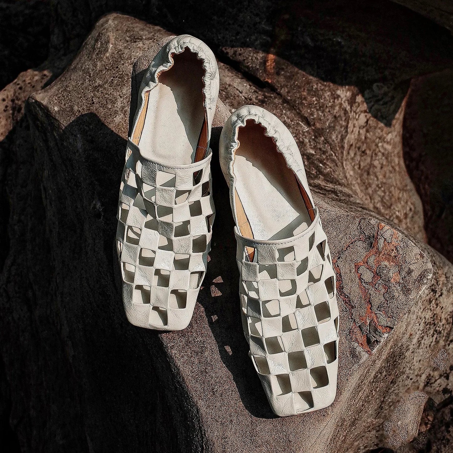 Checkered Italian Leather Mules