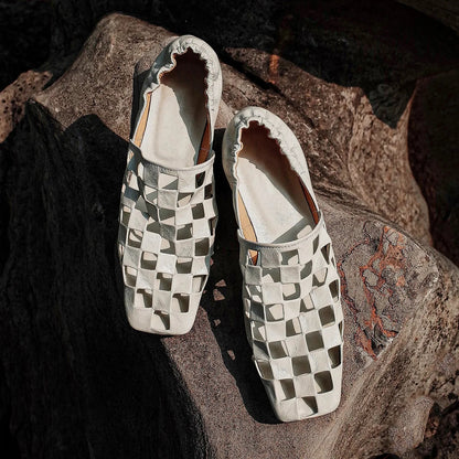 Checkered Italian Leather Mules